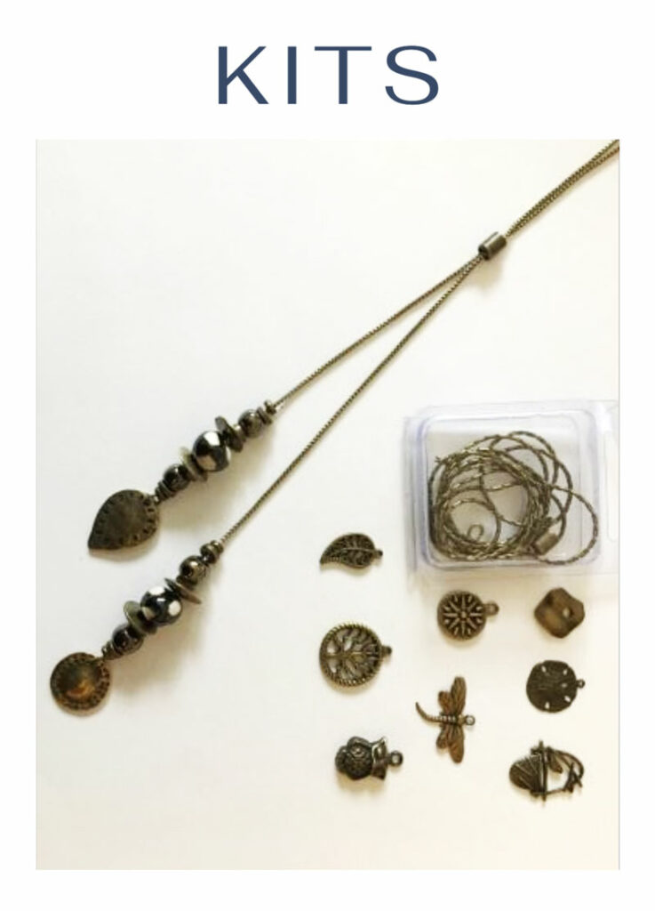 Kits, photo showing pieces and parts for jewelry kits